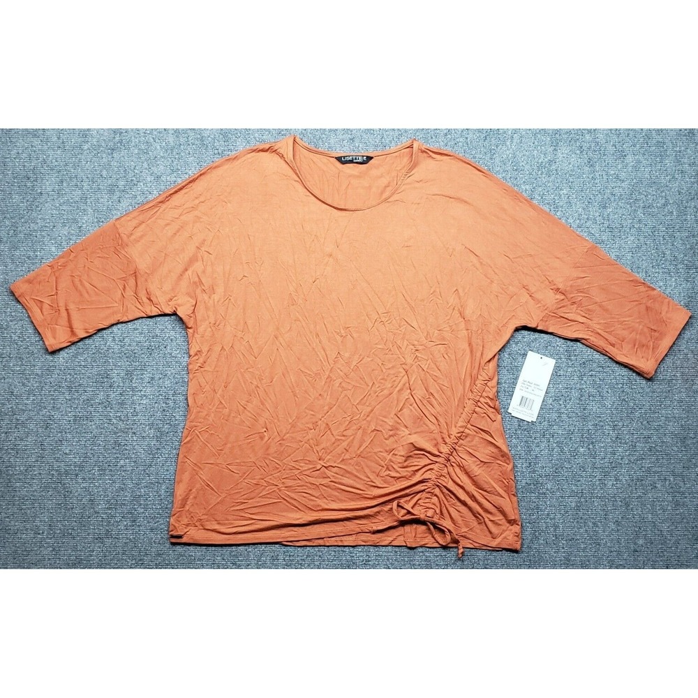 Lisette Montreal Top Blouse Womens XL Mango Orange Solid 3/4 Sleeve Round Neck